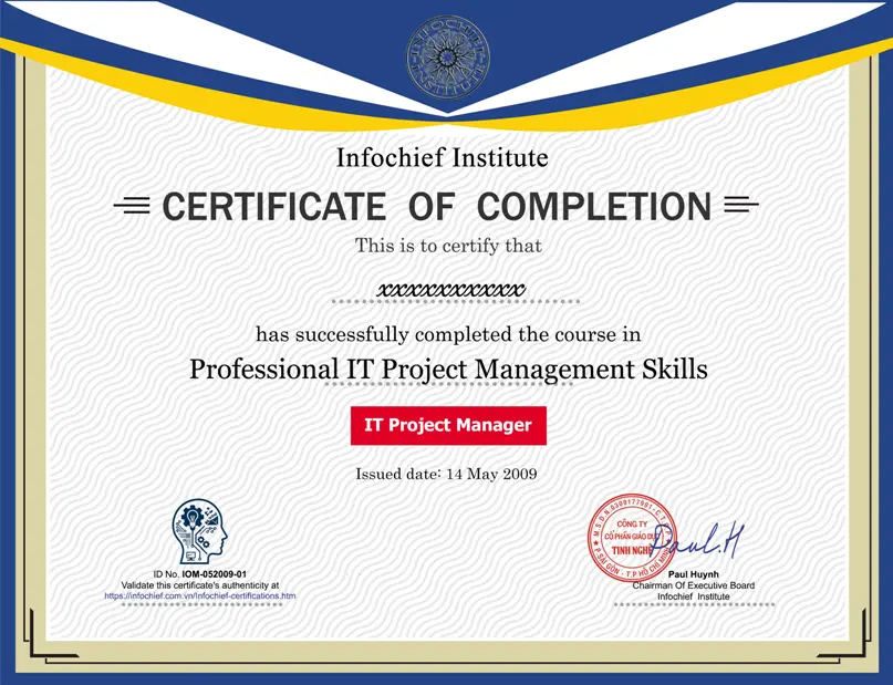 Mẫu chứng nhận Nhận Thức Bảo Mật An Toàn Thông Tin của Infochief Academy